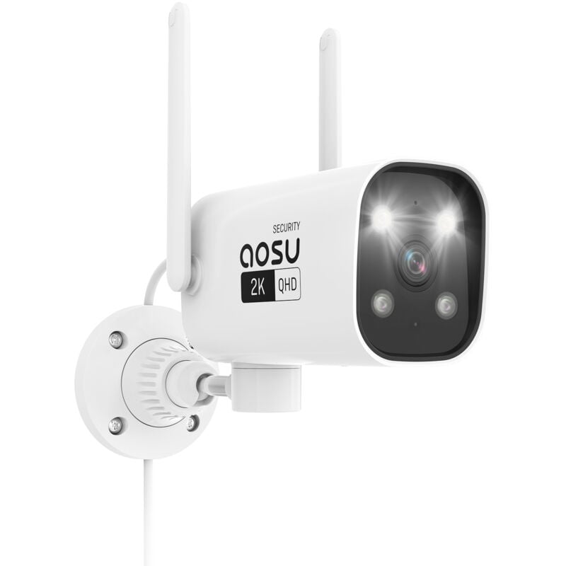 Aosu - Caméra Wi-Fi extérieure Caméra de surveillance extérieure 2K, Vision nocturne, étanche, capteur de mouvement, audio bidirectionnel,