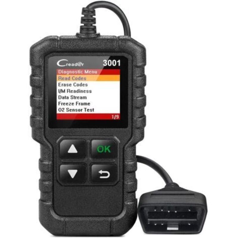 Aougo – LAUNCH Creader3001 OBD2 Scanner – Diagnóstico para vehículos OBD II – Lee y borra códigos de error – Datos del motor en tiempo real - CR3001