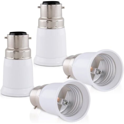 Aougo – Lot de 4 adaptateurs B22 vers E27 – Conversion ampoules LED et halogènes – Base en plastique durable pour utilisation prolongée
