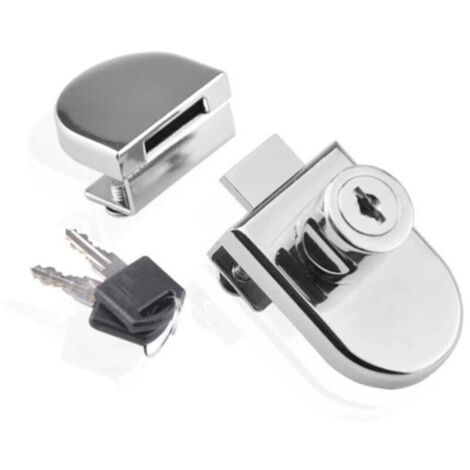 Aougo – Serrure de porte vitrine en verre 5-8 mm – Alliage de zinc – Installation sans perçage – 2 clés incluses – Pour objets de valeur