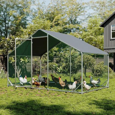 Aoxun Gallinero, 3 x 2 x 2 m, cercado para gallinas, 6 m², gran recinto para gallinas con PE impermeable, acero galvanizado para gallinas, pato, conejos