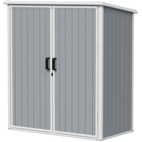 Aoxun Garden Storage Box Resin, Resin Storage Shed, Outdoor Storage Shed with Floor, 5x3FT, Grey