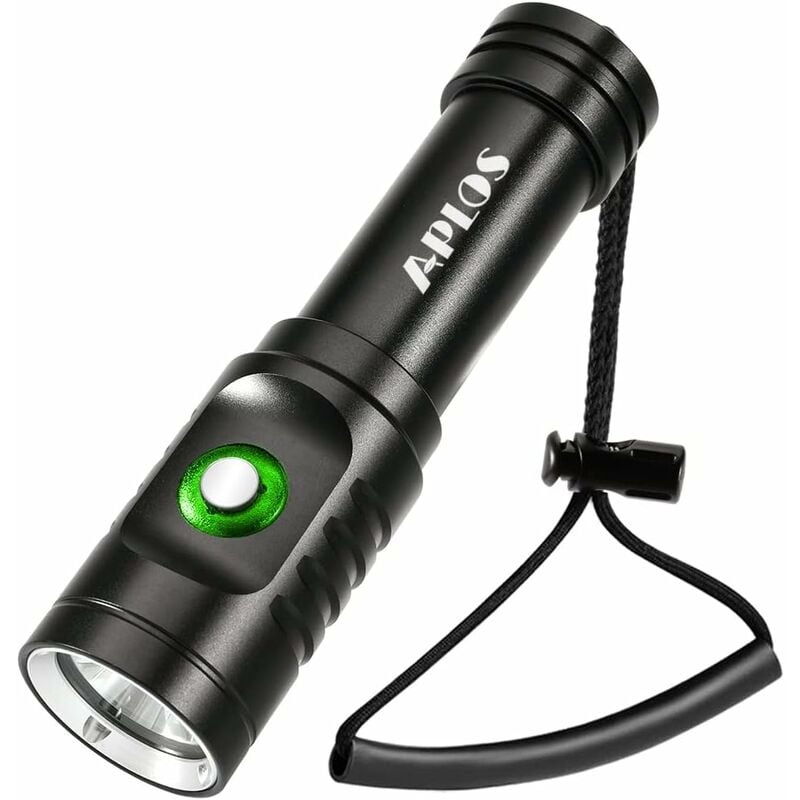 Gotrays - AP01 1050 lumens torche de plongée, lampe de poche à 3 modes, lampe de plongée étanche IPX8, étanche sous l'eau à 100 m, avec batterie et