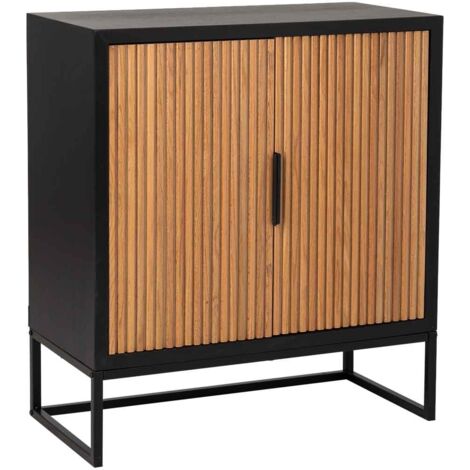 Aparador 1 cajon y 2 puertas de madera y metal negro 80x39.5x89