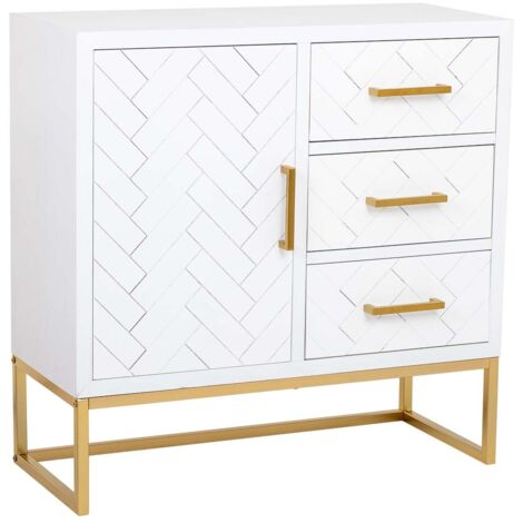 Aparador 1 puerta y 3 cajones de madera y metal 80x34x80h cm