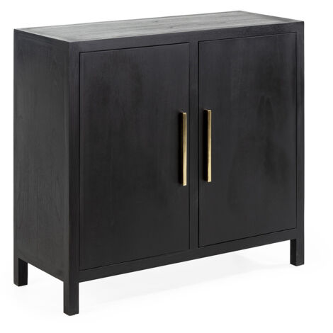 Aparador 100X40X90 Madera Negro/Metal Dorado