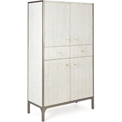 Aparador 100X45X178 Madera Blanco/Metal Marron