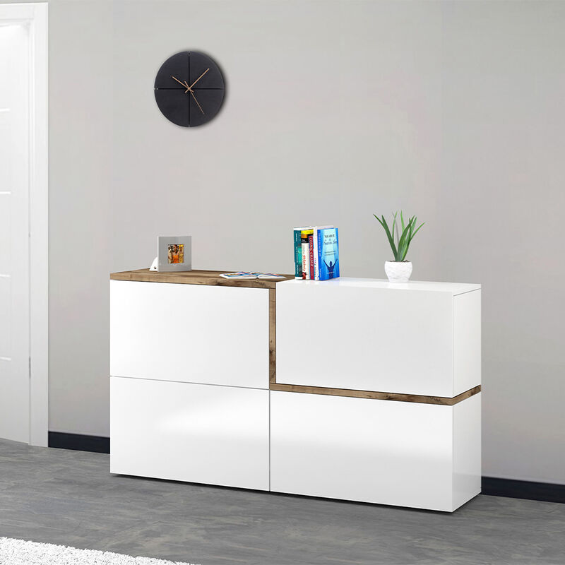 

Aparador 150 cm 4 puertas abatibles salón comedor Zet Lumi Acero