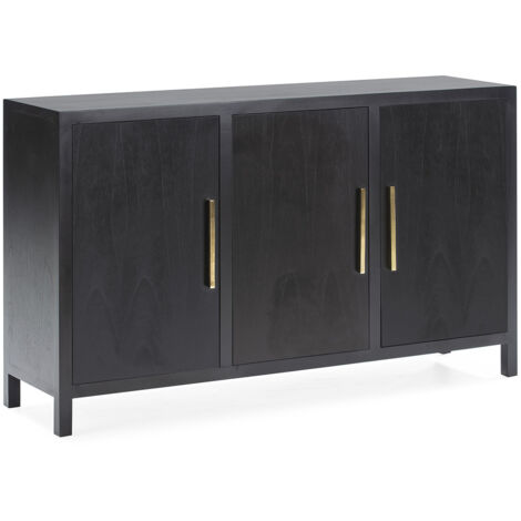 Aparador 150X40X90 Madera Negro/Metal Dorado
