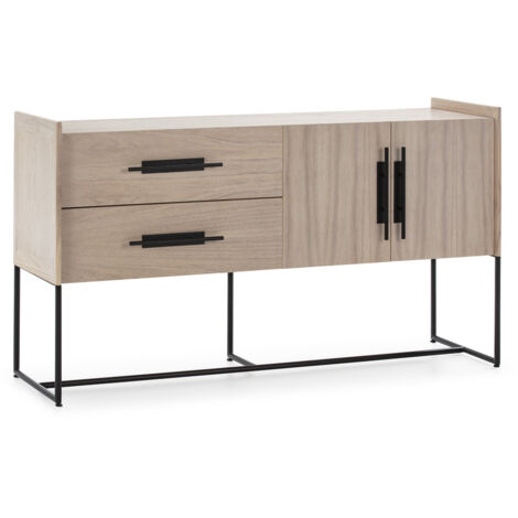 Aparador 150X46X86 Madera Mindi Natural/Metal Negro