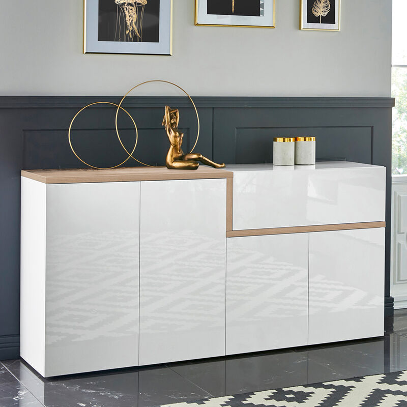 

Aparador 160 cm diseño 4 puertas 1 cajón comedor Zet Strojk Acero