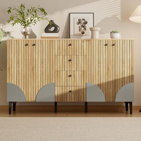 Aparador 160x36x94 cm - con 4 puertas y 4 cajones - diseño minimalista - de madera
