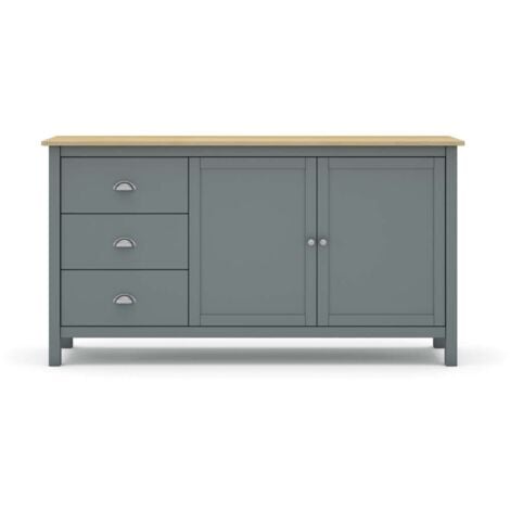 MKRIC Aparador 2 puertas 3 cajones Miguel acabado en verde kaki/roble, 80.5cm(alto) 150cm(ancho) 40cm(largo)