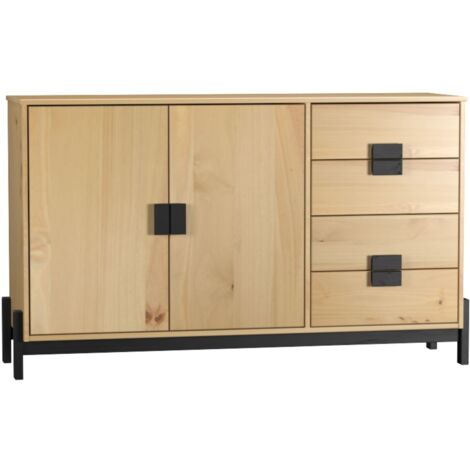 Aparador 2 Puertas 4 Cajones De Madera De Pino