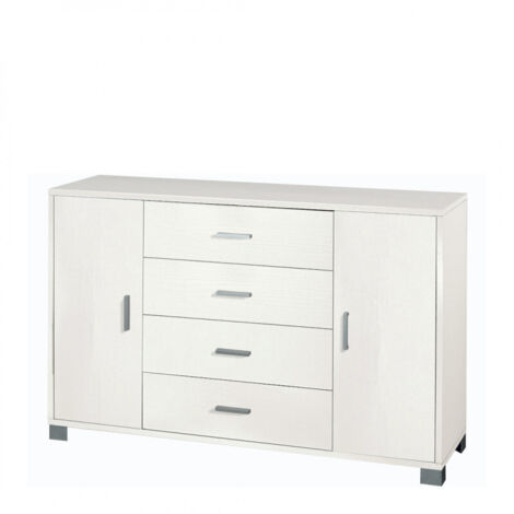 Aparador 2 puertas 4 cajones Mueble TV buffet salón Talia - Blanco