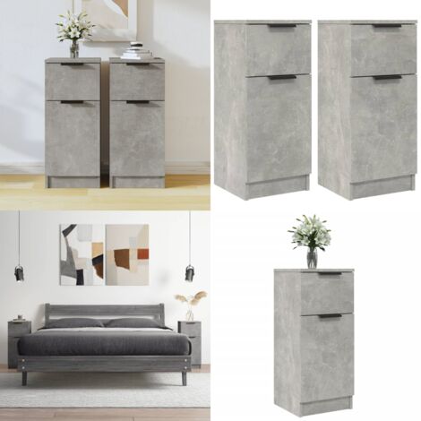 Aparador 2 uds madera contrachapada gris hormigón 30x30x70 cm - Aparador - Madera contrachapada