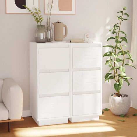 Aparador 2 uds madera maciza de pino  32x34x75 cm