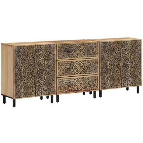 Aparador 3 piezas madera maciza de mango 60x33x75 cm vidaXL