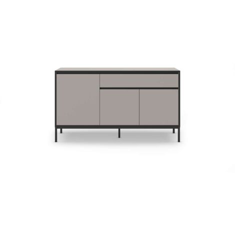 Aparador 3 puertas 1 cajón md-Cris acabado crema y negro, 140cm(ancho) 80cm(alto) 40cm(largo)