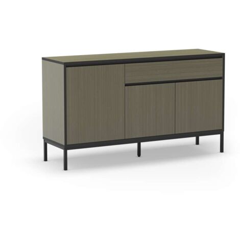 Aparador 3 puertas 1 cajón md-Cris acabado verde y negro, 140cm(ancho) 80cm(alto) 40cm(largo)