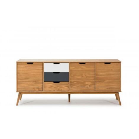 Aparador 3 puertas 3 cajones Cupido acabado natural, 171 cm (Ancho) 40 cm (Fondo) 80 cm (Alto