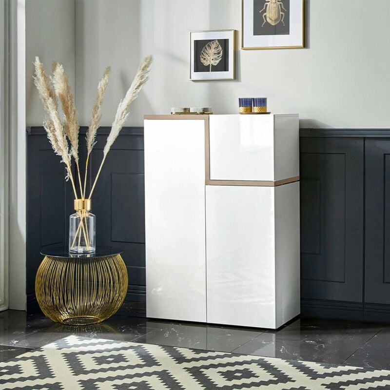 

Aparador 3 puertas batientes 80cm aparador recibidor sala de estar Zet Vaux Acero