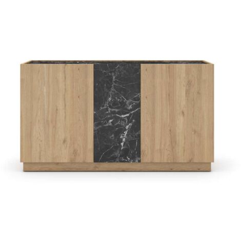 Aparador 3 puertas mod-Laura acabado roble y negro, 140cm(ancho) 78.5cm(alto) 41.8cm(largo)