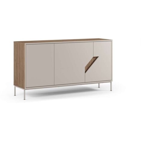 Aparador 3 puertas mod-Rómulo acabado crema/roble sepet, 150cm(ancho) 80cm(alto) 40m(largo).