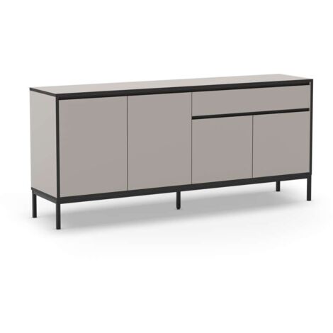 Aparador 4 puertas 1 cajón md-Cris acabado crema y negro, 180cm(ancho) 80cm(alto) 40cm(largo)