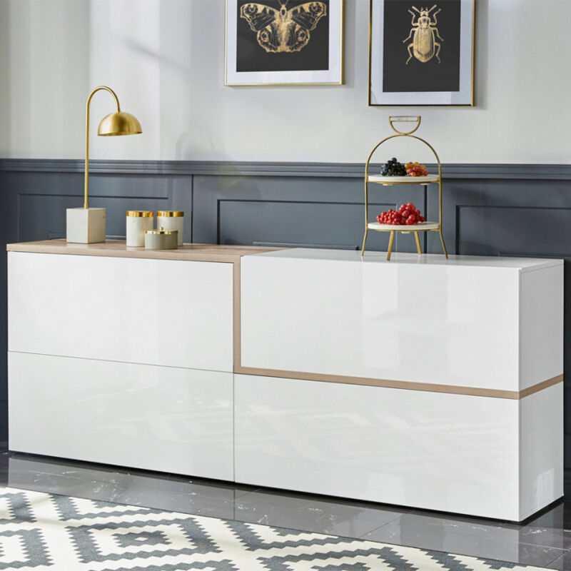 

Aparador 4 puertas abatibles diseño moderno salón 210cm Zet Pavin Acero