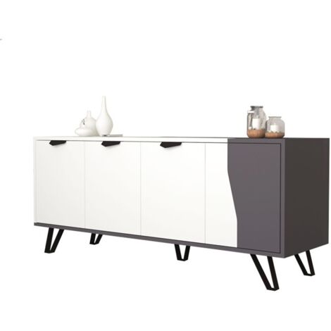 Aparador 4 puertas blanco gris 160x45xh.77 cm