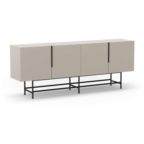 Aparador 4 puertas Elena acabado crema/negro, 77.5cm(alto) 200cm(ancho) 40cm(largo)