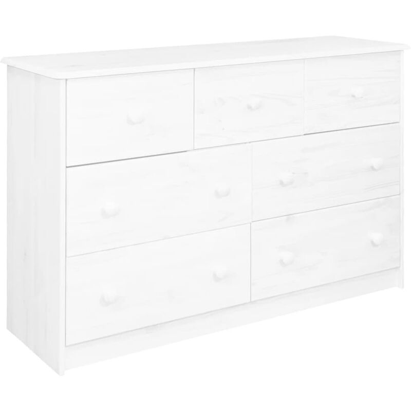 

Aparador 7 cajones madera maciza de pino blanco 113x35x73 cm