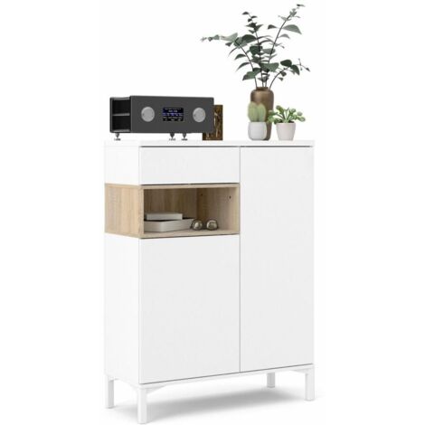 Aparador 89 x 119 h cm blanco mate y roble - Fidenza