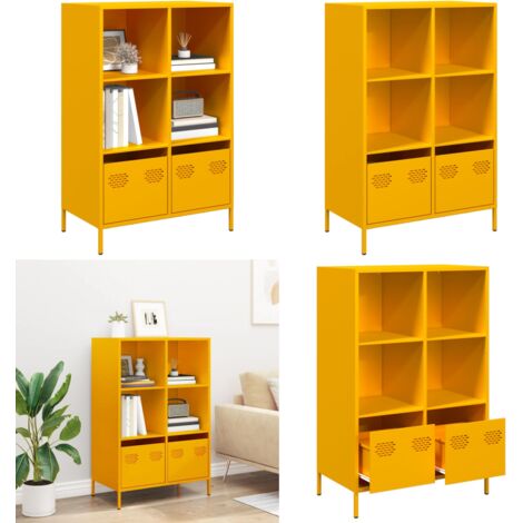 Aparador acero amarillo mostaza 68x39x103,5 cm - Aparador mostaza - Aparador decorativo