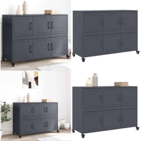 Aparador acero gris antracita 100,5x39x72 cm - Aparador gris antracita - Almacenamiento organizado