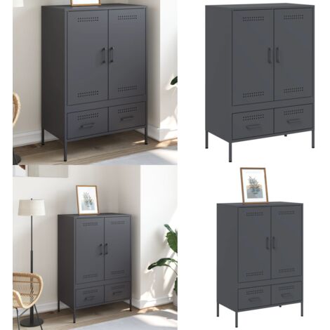 Aparador acero gris antracita 68x39x101,5 cm - Aparador industrial - Aparador alto