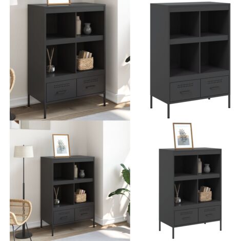 Aparador acero negro 68x39x101,5 cm - Aparador industrial - Aparador alto