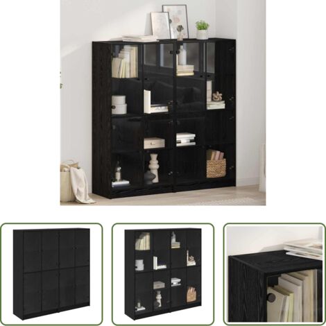 Aparador -  Alacena 2 pcs Roble Negro 68 x 37 x 142 cm Madera contrachapada