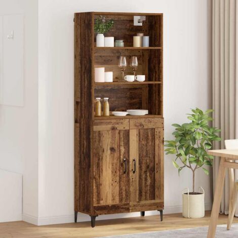Aparador alto 2 pcs Madera envejecida Madera de ingeniería