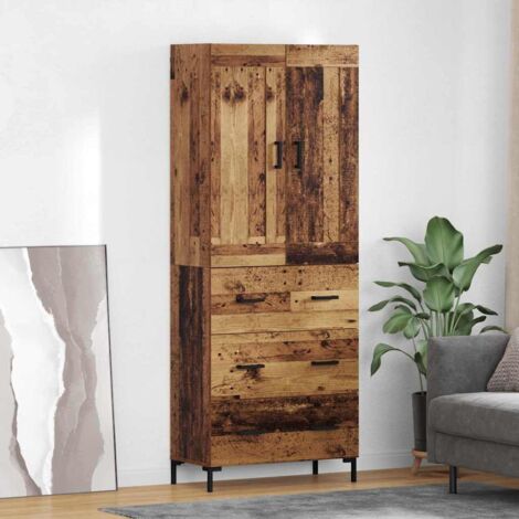Aparador alto 2 pcs Madera envejecida Madera de ingeniería