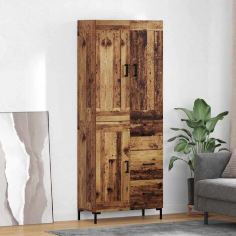Aparador alto 2 pcs Madera envejecida Madera de ingeniería