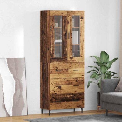 Aparador alto 2 pcs Madera envejecida Madera de ingeniería