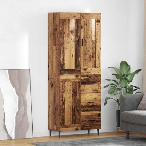 Aparador alto 2 pcs Madera envejecida Madera de ingeniería
