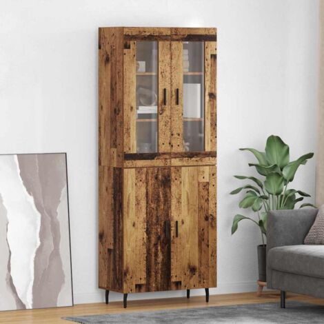 Aparador alto 2 pcs Madera envejecida Madera de ingeniería
