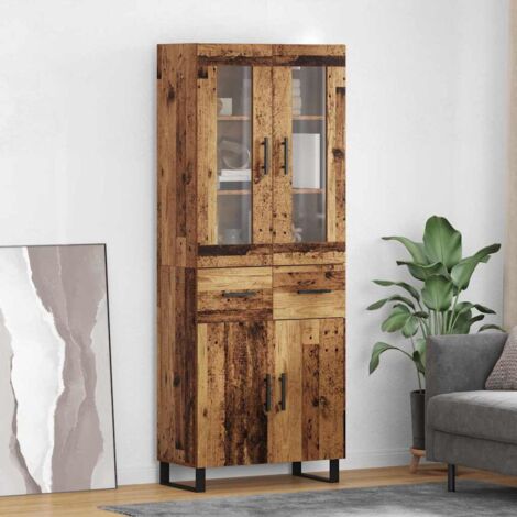 Aparador alto 2 pcs Madera envejecida Madera de ingeniería
