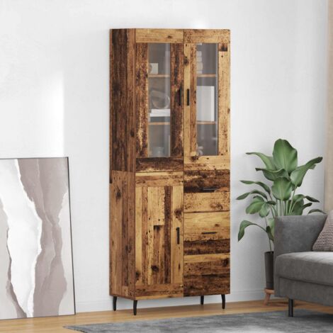 Aparador alto 2 pcs Madera envejecida Madera de ingeniería