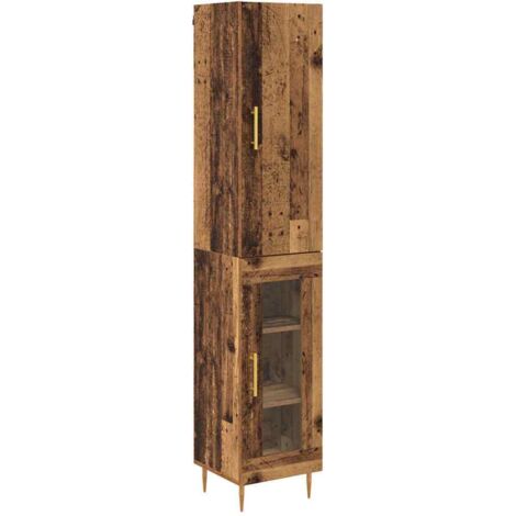 Aparador alto 2 pcs Madera envejecida Madera de ingeniería vidaXL