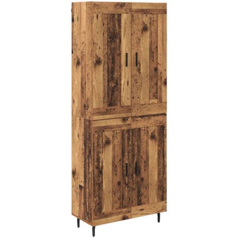Aparador alto 2 pcs Madera envejecida Madera de ingeniería vidaXL