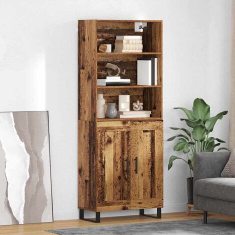 Aparador alto 2 pcs Madera vieja Madera de ingeniería